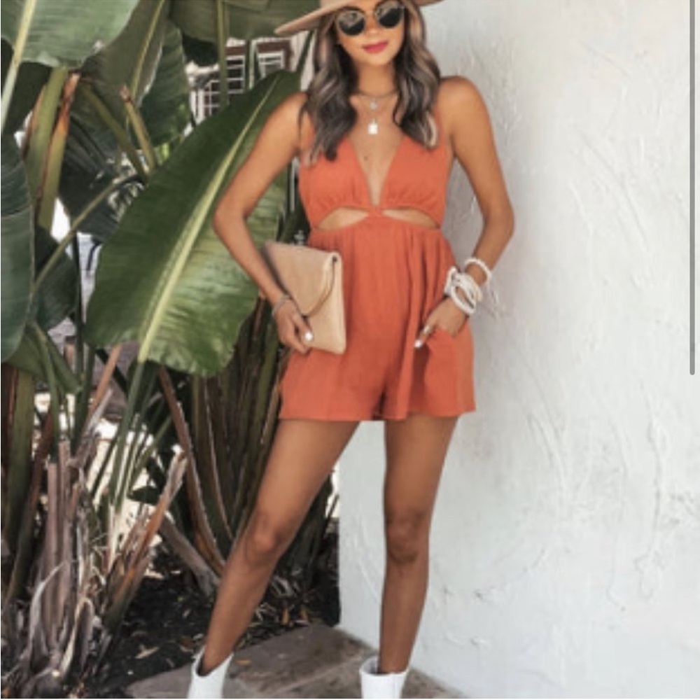 Vici Terracotta Halter Romper